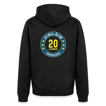 Uhrmacher Jubiläum 20 Jahre 20 jähriges Jubi - Unisex Premium Bio Zip Hoodie - Schwarz - Hinten - Nico (187cm)