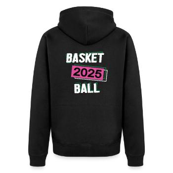 Basketball 2025 Basketballerin Basketballspielerin - Unisex Premium Bio Zip Hoodie - Schwarz - Hinten - Nico (187cm)