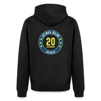 Maurer Jubiläum 20 Jahre 20 jähriges Jubi Betonbau - Unisex Premium Bio Zip Hoodie - Schwarz - Hinten - Nico (187cm)