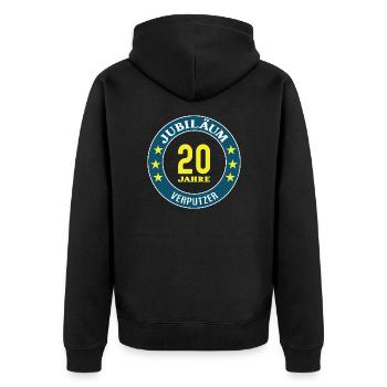 Verputzer Jubiläum 20 Jahre 20 jähriges Jubi - Unisex Premium Bio Zip Hoodie - Schwarz - Hinten - Nico (187cm)