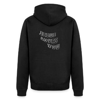 Jesus loves you - Unisex Premium Organic Zip Hoodie - black - Back - Nico (187cm)
