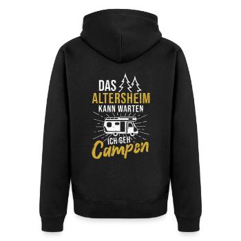 Camping Rentner Wohnmobil Camper Ruhestand - Unisex Premium Bio Zip Hoodie - Schwarz - Hinten - Nico (187cm)