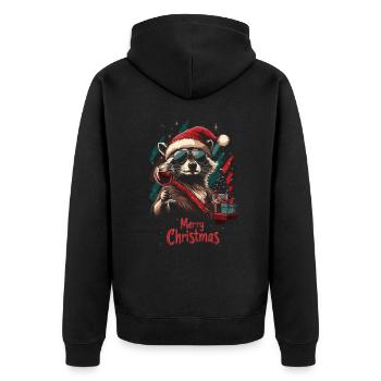 Raton laveur au vin à Noël - Veste à capuche bio Premium Unisexe - noir - Dos - Nico (187cm)