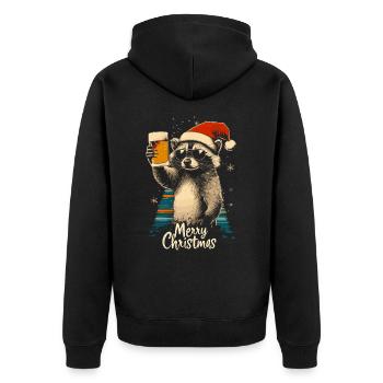 Christmas Beer Raccoon - Unisex Premium Organic Zip Hoodie - black - Back - Nico (187cm)
