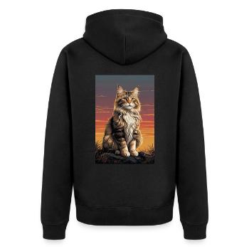 Norwegische Waldkatze - Unisex Premium Bio Zip Hoodie - Schwarz - Hinten - Nico (187cm)