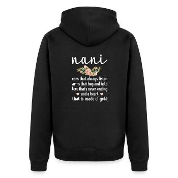 Beste Nani Oma Muttertag Geschenk Nani Großmutter - Unisex Premium Bio Zip Hoodie - Schwarz - Hinten - Nico (187cm)