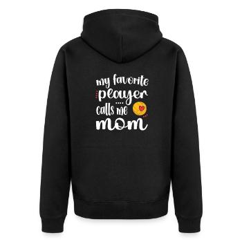 Stolze Mama von Wasserballspieler Wasserball Mama - Unisex Premium Bio Zip Hoodie - Schwarz - Hinten - Nico (187cm)
