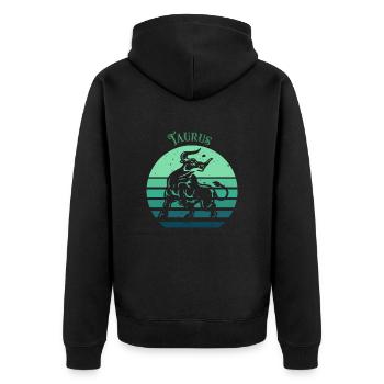 Logo rétro signe astrologique "Taureau" - Veste à capuche bio Premium Unisexe - noir - Dos - Nico (187cm)