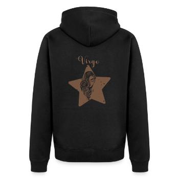 Logo rétro signe astrologique "Vierge" - Veste à capuche bio Premium Unisexe - noir - Dos - Nico (187cm)