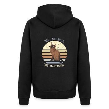Logo rétro avec un chat "Burmese" - Veste à capuche bio Premium Unisexe - noir - Dos - Nico (187cm)
