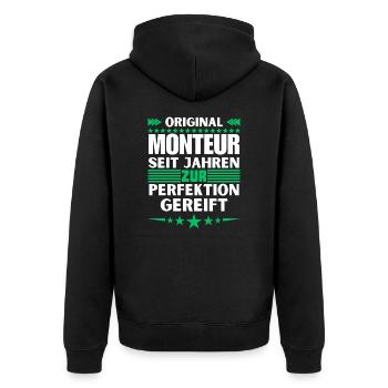 Mechanic matured to perfection - Unisex Premium Organic Zip Hoodie - black - Back - Nico (187cm)