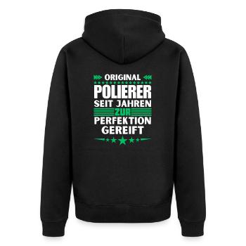 Polisher matured to perfection - Unisex Premium Organic Zip Hoodie - black - Back - Nico (187cm)