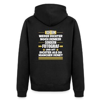 Neither poet nor thinker, but photographer - Unisex Premium Organic Zip Hoodie - black - Back - Nico (187cm)
