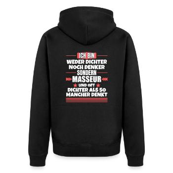 Ni poète ni penseur, mais masseur - Veste à capuche bio Premium Unisexe - noir - Dos - Nico (187cm)
