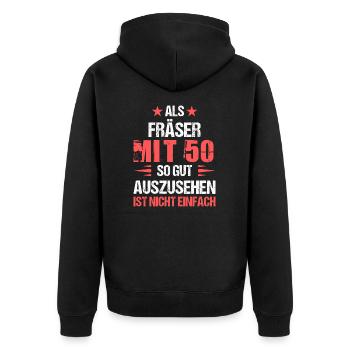 Avec 50 fraises esthétiques - Veste à capuche bio Premium Unisexe - noir - Dos - Nico (187cm)