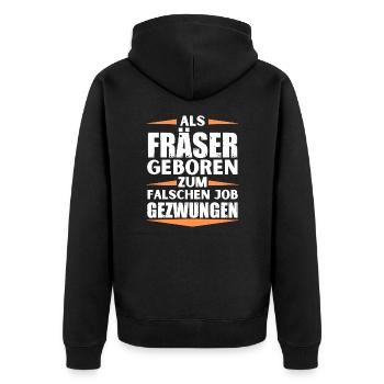 Fräser im falschen Job gelandet - Unisex Premium Bio Zip Hoodie - Schwarz - Hinten - Nico (187cm)