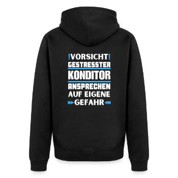 Ne parlez pas à un pâtissier stressé ! - Veste à capuche bio Premium Unisexe - noir - Dos - Nico (187cm)