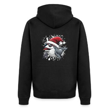 Wal Weihnachten Lustig - Unisex Premium Bio Zip Hoodie - Schwarz - Hinten - Nico (187cm)