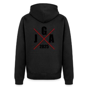 Jga 2025 Enterrement de vie de garçon - Veste à capuche bio Premium Unisexe - noir - Dos - Nico (187cm)