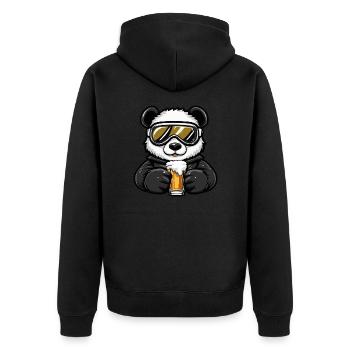 Panda Après-Ski Bière Bande Dessinée - Veste à capuche bio Premium Unisexe - noir - Dos - Nico (187cm)