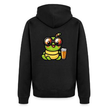 Wurm Apres Ski Bier Comic - Unisex Premium Bio Zip Hoodie - Schwarz - Hinten - Nico (187cm)