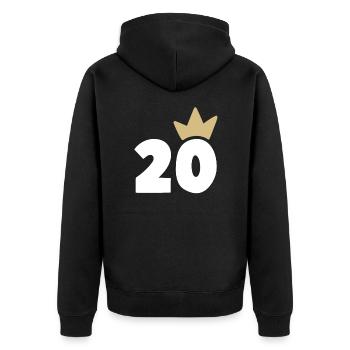 20 Krone Nummer 30 - Unisex Premium Bio Zip Hoodie - Schwarz - Hinten - Nico (187cm)