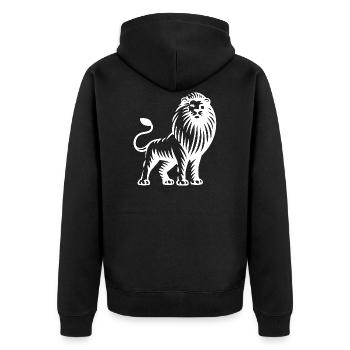 Löwe - Unisex Premium Bio Zip Hoodie - Schwarz - Hinten - Nico (187cm)