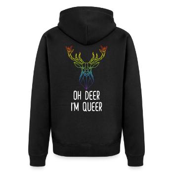 DEER Queer Hart Funny LGBTQ Gay Gift - Unisex Premium Organic Zip Hoodie - black - Back - Nico (187cm)