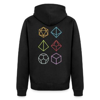 Dice Board Game Dragon Player Gift RPG - Unisex Premium Organic Zip Hoodie - black - Back - Nico (187cm)