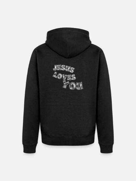 Jésus vous aime - Veste à capuche bio Premium Unisexe - noir
