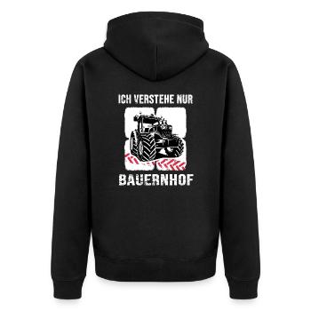 traktor bauer landwirt bauernhof traktorfahrer - Unisex Premium Bio Zip Hoodie - Schwarz - Hinten - Nico (187cm)