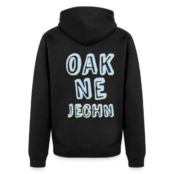 Oak ne jechn - Unisex Premium Bio Zip Hoodie - Schwarz - Hinten - Nico (187cm)