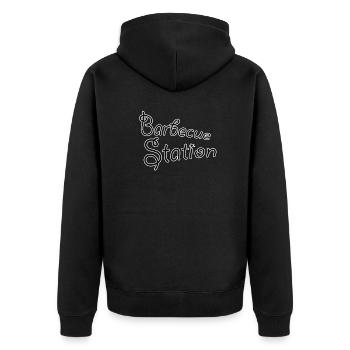 Barbecue station - Unisex Premium Bio Zip Hoodie - Schwarz - Hinten - Nico (187cm)