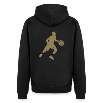Basketballer Silhouette - Unisex Premium Bio Zip Hoodie - Schwarz - Hinten - Nico (187cm)