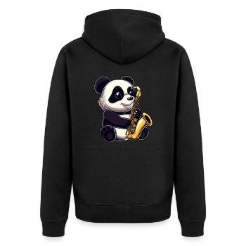 Panda mignon avec un saxophone - Veste à capuche bio Premium Unisexe - noir - Dos - Nico (187cm)