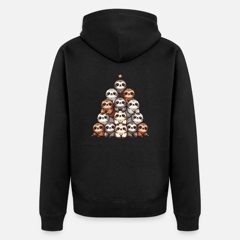 Modèle d’arbre de Noël paresseux - Veste à capuche bio Premium Unisexe - noir