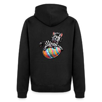 Ostern Zebra Osterei Comic - Unisex Premium Bio Zip Hoodie - Schwarz - Hinten - Nico (187cm)