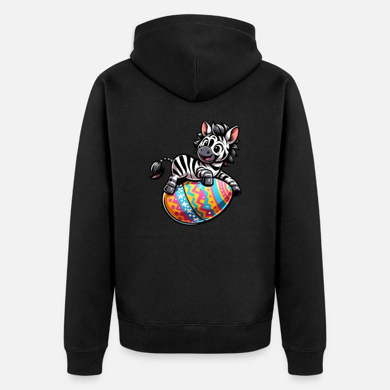 Ostern Zebra Osterei Comic - Unisex Premium Bio Zip Hoodie - Schwarz