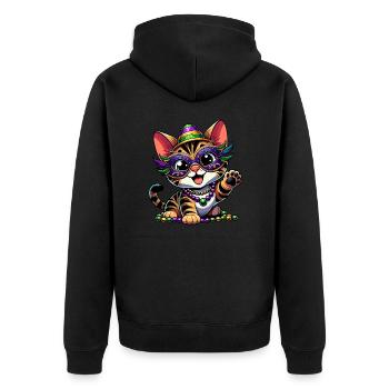 Mardi Gras Bengal Cat, Comic Look - Unisex Premium Organic Zip Hoodie - black - Back - Nico (187cm)