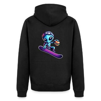 Alien Snowboard Hamburg Adventure - Unisex Premium Organic Zip Hoodie - black - Back - Nico (187cm)