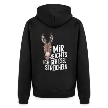 Esel Eselchen Maultier Muli - Unisex Premium Bio Zip Hoodie - Schwarz - Hinten - Nico (187cm)