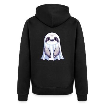 Cute Halloween Sloth Ghost Ghosts Cartoon Spu - Unisex Premium Organic Zip Hoodie - black - Back - Nico (187cm)