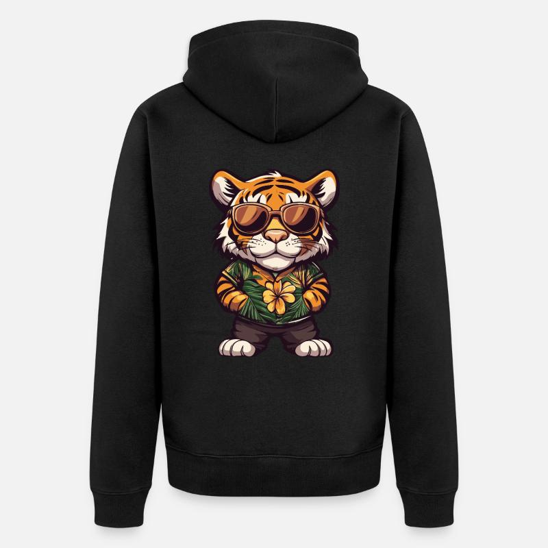 Tiger Comic Drôle d’été - Veste à capuche bio Premium Unisexe - noir