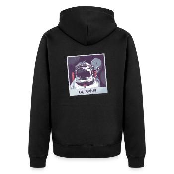 Aliens und Astronaut - Unisex Premium Bio Zip Hoodie - Schwarz - Hinten - Nico (187cm)