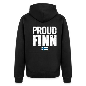 Proud Finn Finland Finnish flag Finn - Unisex Premium Organic Zip Hoodie - black - Back - Nico (187cm)