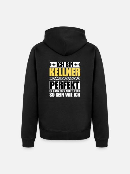 Perfekter Kellner - Unisex Premium Bio Zip Hoodie - Schwarz