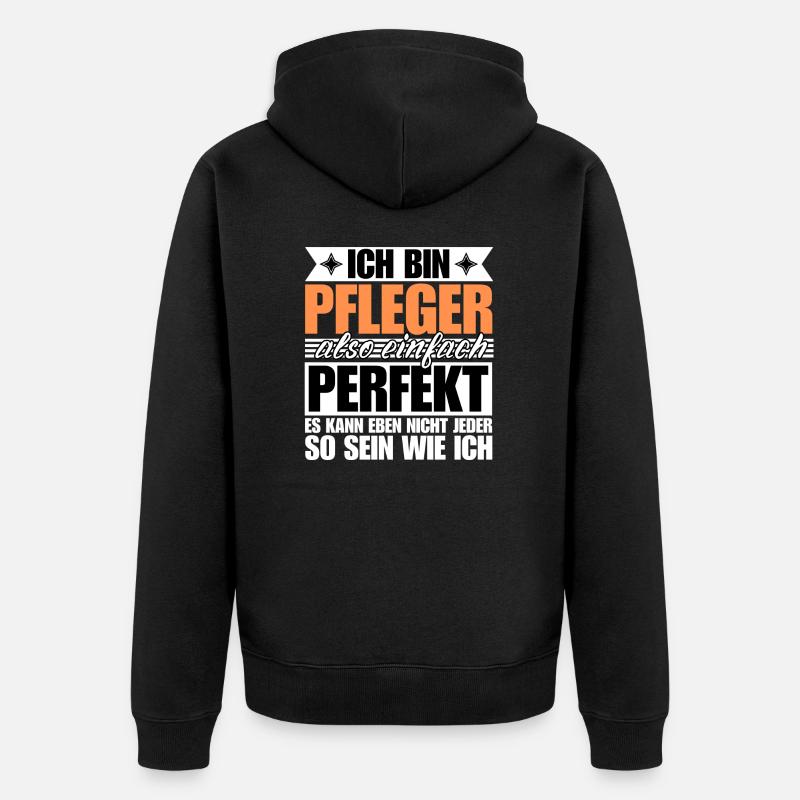 Perfekter Pfleger - Unisex Premium Bio Zip Hoodie - Schwarz