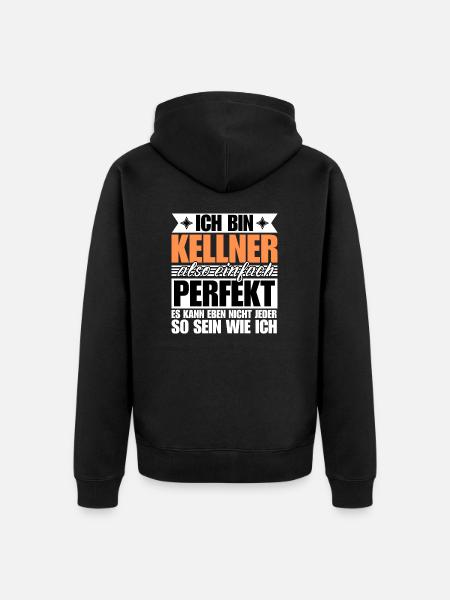 Perfekter Kellner - Unisex Premium Bio Zip Hoodie - Schwarz