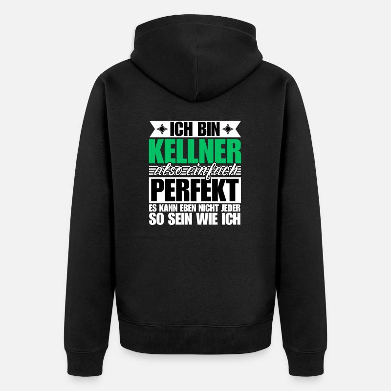 Perfekter Kellner - Unisex Premium Bio Zip Hoodie - Schwarz
