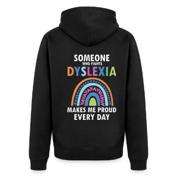 Dyslexia Teacher for Legathenia Therapists - Unisex Premium Organic Zip Hoodie - black - Back - Nico (187cm)